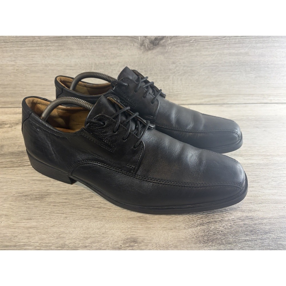 Clarks Tilden Cap Mens Size 11 Oxford Dress Shoes Black Leather Lace Up